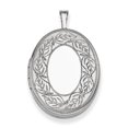 thumbnail image 1 of Sterling Silver Rhodium-plated 26mm Leaf Border Oval Locket QLS330 (31mm x 20mm), 1 of 3