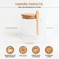 thumbnail image 2 of Recipientes de Avena, 6 pcs Tarros de Vidrio con Tapa Hermética y Cuchara, con etiquetas, Adecuado para granos, Café, Azúcar, Especias, Té, comidas de yogur. (Paquete de 6), 2 of 4