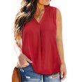 thumbnail image 1 of Camiseta sin mangas Eytino para mujer, talla grande, verano, cuello en V, chifón, 4X, roja, 1 of 7