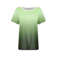 thumbnail image 3 of Blusas para las Mujeres Casual, Rayas Impresas Patchwork Manga Corta Cuello Redondo Top Hecho de 95% Poliéster 5% Spandex para el Verano, Tops Cortos para las Mujeres, 3 of 4