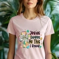 thumbnail image 5 of Jesus Loves Me T-Shirt | Colorful Cross Graphic Christian Tee, White, Size S, 5 of 6