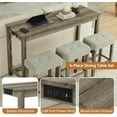 thumbnail image 4 of AENKYO 4-Piece Bar Table Set with Charging Station, 59" Counter Height Table and 3 Upholstered Stools for Small Space, Brown, 4 of 10