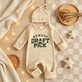 thumbnail image 2 of Kogui Baby Girl Fall Clothes Newborn Newborn Baby Girl Football Outfit Zipper Footie Romper Long Sleeve Jumpsuit One Piece Fall Outfit Headband 0 3 6 9 12 18 Months (Beige,6-12 Months), 2 of 5