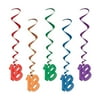 Beistle 3' 18 Whirls Assorted 15/Pack 57551-18