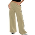 thumbnail image 2 of Coorders Women Fleece High Waist Joggers with Pockets, Casual Women's Wide Leg Sweatpants,Women's Size Khaki,Size XL, 2 of 7