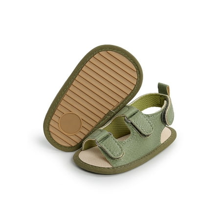 

SIMANLAN Infant Flat Sandal Magic Tape Crib Shoes Beach Sandals Baby Cute Summer Shoe Newborn Prewalker Slippers Green 4C