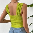 thumbnail image 4 of WBQ Women's Wide Strap Square Neck Crop Tank Tops Ribbed Texture Sleeveless Slim Fit Cami Shirts Backless Going Out Tops S-2XL, 4 of 6