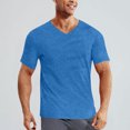 thumbnail image 2 of Men’s V-Neck Quick Dry Moisture Wicking Active Athletic Tech Performance Short Sleeve T-Shirt Size 2XL Blue, 2 of 7