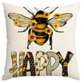 thumbnail image 3 of Juego de fundas de almohada inspiradoras de lino con forma de abeja y girasol, 4 unidades, 3 of 3