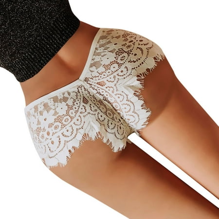 

Shiusina Women Lingerie G-string Lace Briefs Underwear Panties T string Thongs Knick White M