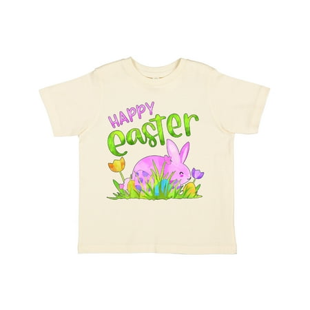 

Inktastic Happy Easter Pink Bunny and Eggs in Grass Gift Toddler Boy or Toddler Girl T-Shirt