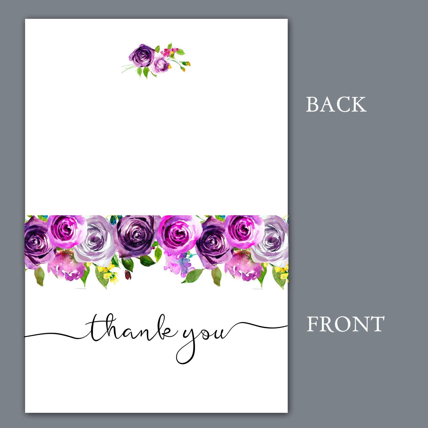 Darling Souvenir Floral Wedding Thank You Greeting Cards Pack Of 100 Pcs With White Envelopes
