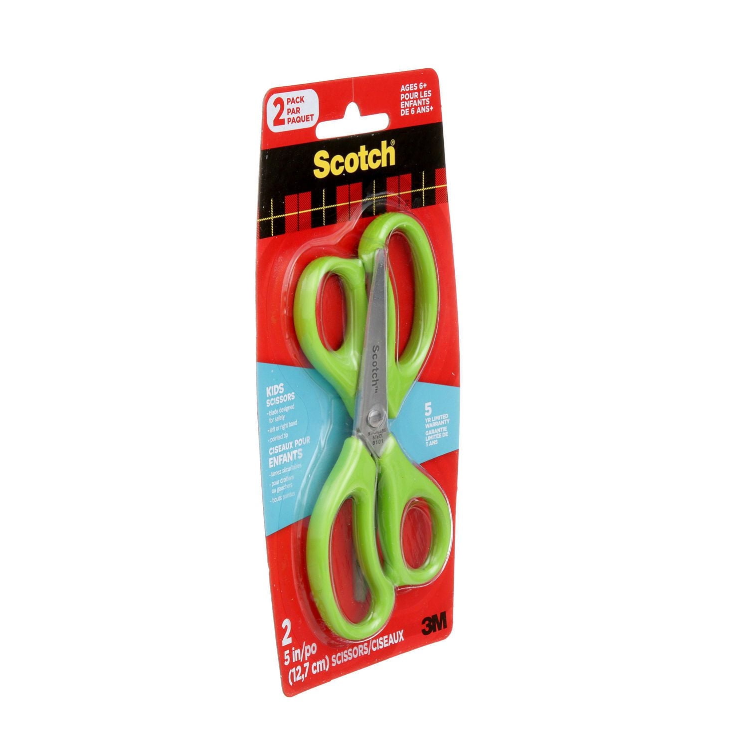 Scotch™ Kids Scissors 1441P-2-EF, Pointed Tip, Green, 2/pack, Scotch™ Scissors 1441P-2-EF
