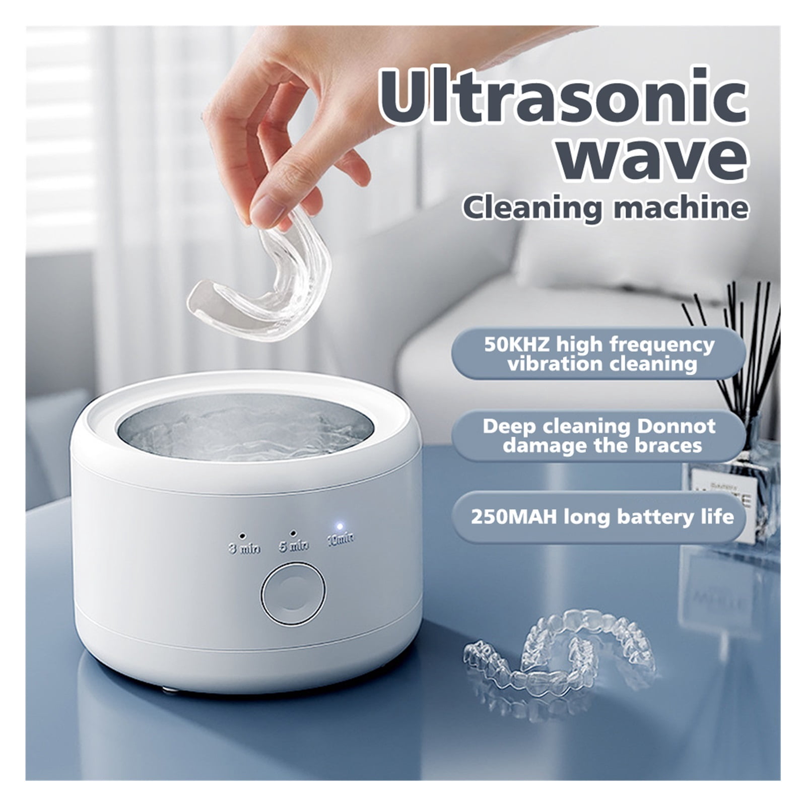15W Ultrasonic Cleaner for Dentures Professional Ultrasonic Cleaning Machine for All Jewelry Watch Household Washer 160ml