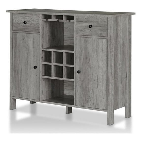 Bowery Hill Contemporary Wood Multi-Storage Buffet Server in Gray
