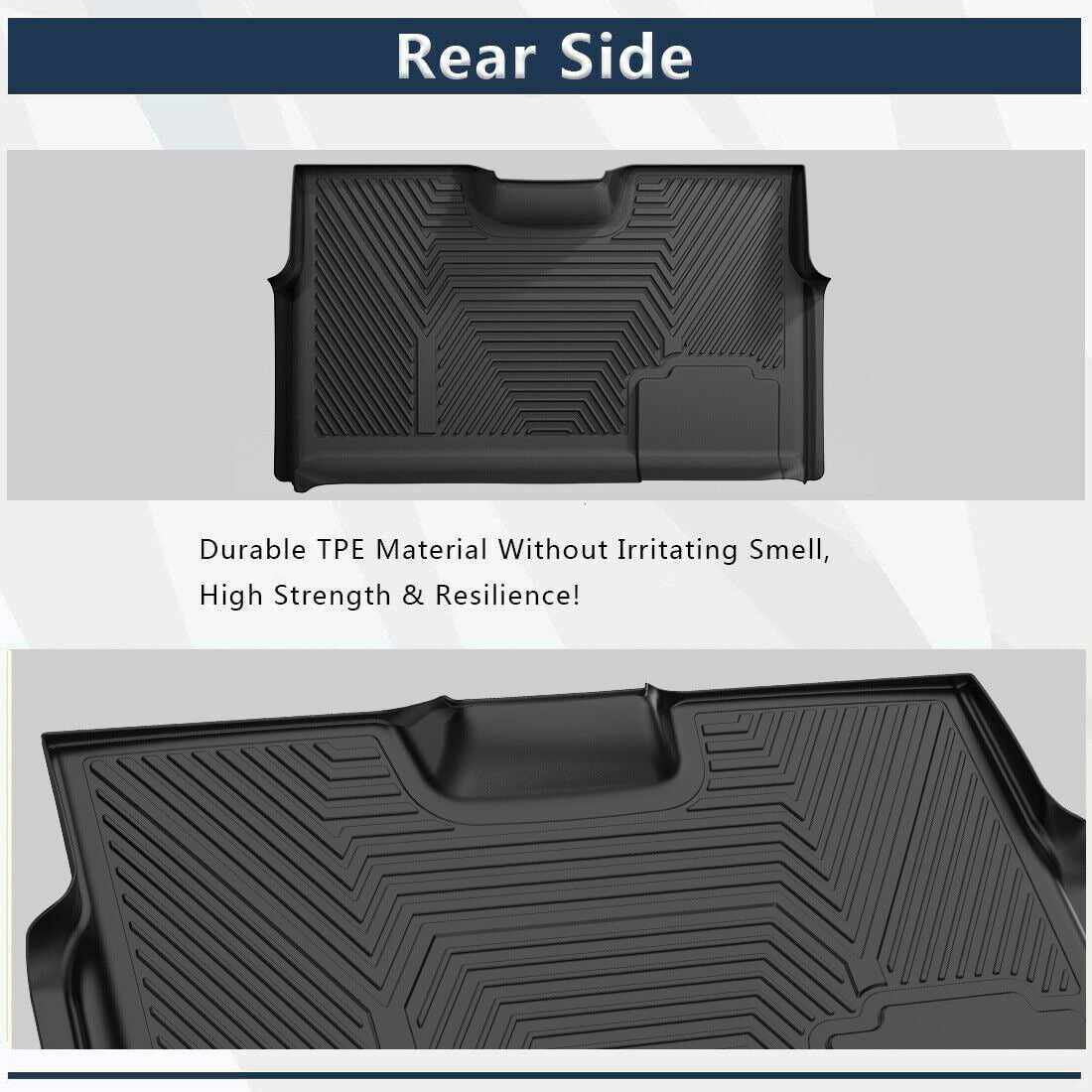RVNI Floor Mat Liners for 2010 2011 2012 2013 2014 Ford F-150 Super Crew Cab All Weather Black 3pcs 3D TPE Liners