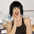 thumbnail image 1 of OULII Daily Wear Curly Bun Hair Piece Wig Black High Temperature Wire 1Set, 1 of 5