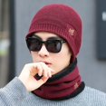 thumbnail image 4 of Conjunto de gorro de punto de algodón con hojas de arce para invierno con tapete de terciopelo, conjunto de dos piezas de gorro y bufanda de lana para actividades al aire libre, 4 of 5