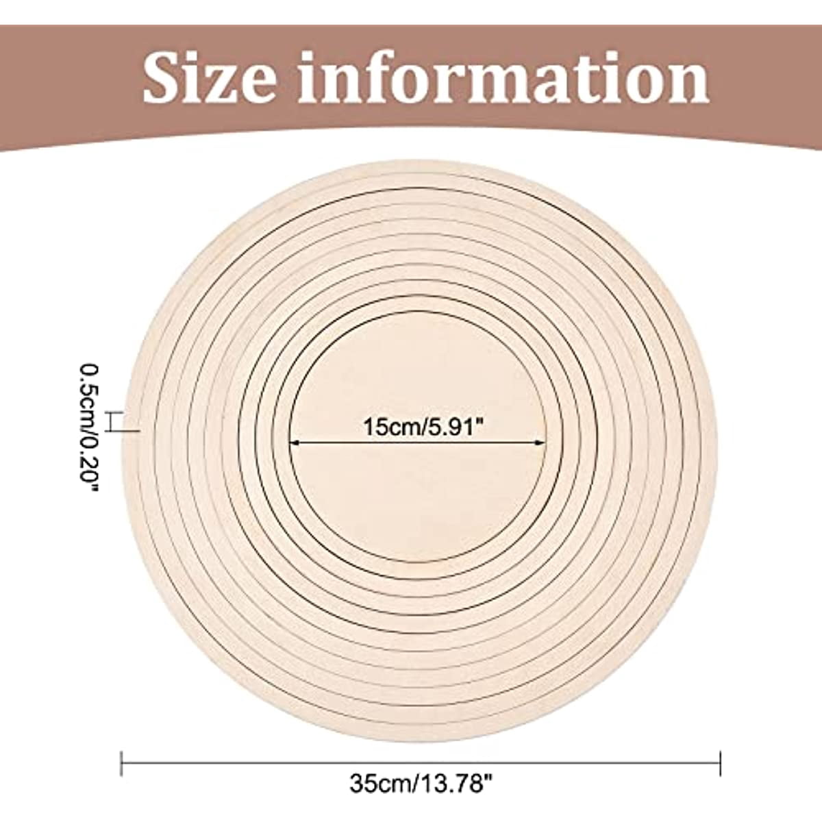 11Pcs Round Pottery Tools Wooden Concentric Geometric Figure Rail Set for DIY Ceramic Cutting and Printing Blank Modeling Mud Plate Forming 13.8" Diameter