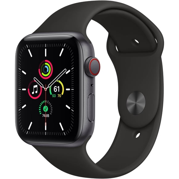 Apple Watch SE (GPS + Cellular, 44mm) - Space Gray Aluminum Case with Black Sport Band