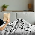 thumbnail image 3 of Enjoy the Little Things Soft Flannel Fleece Throw Blanket, Monochrome Lettering with Sun and Laurel Leaf, Cozy Plush for Indoor and Outdoor Use, 50" x 70", Black and White, by Ambesonne, 3 of 5