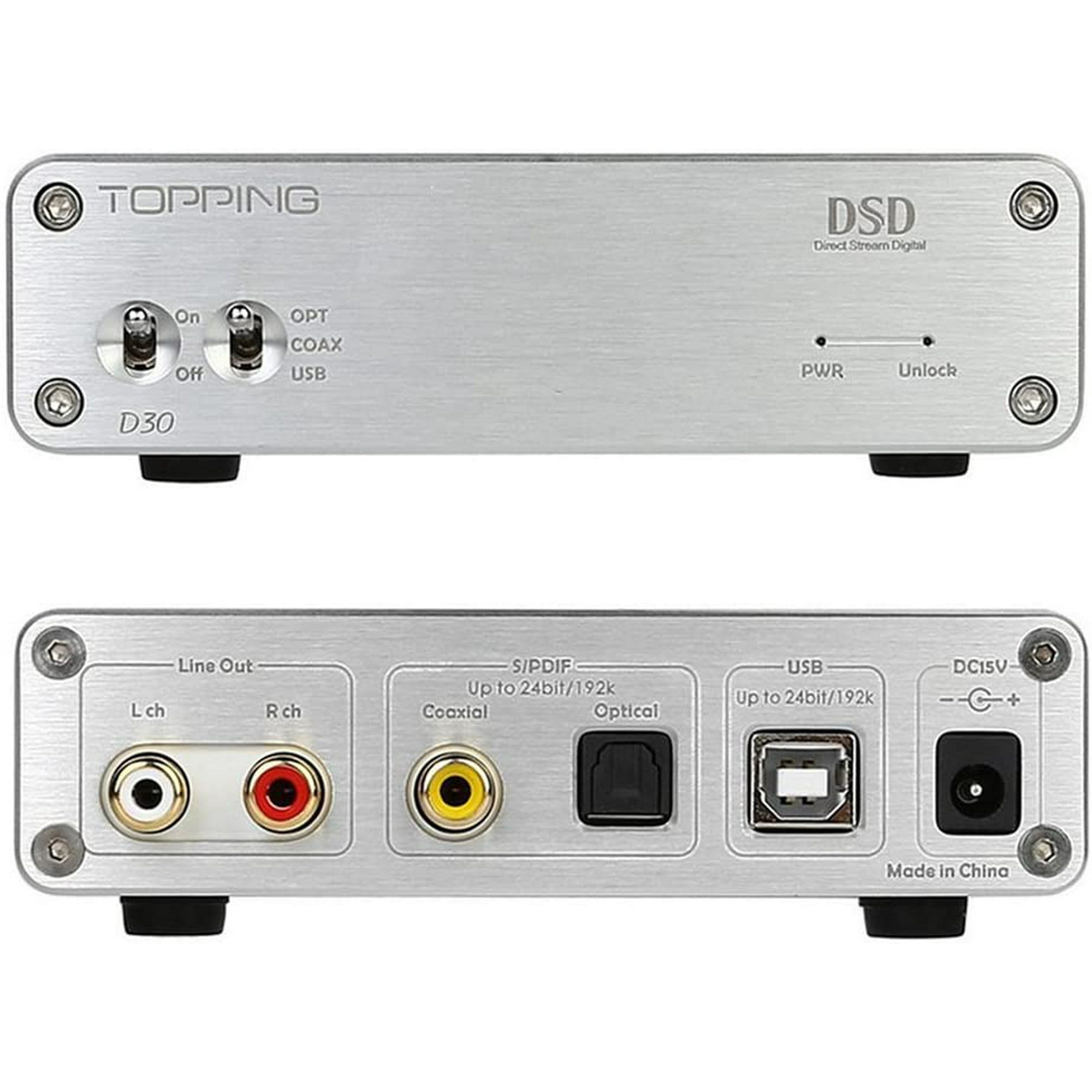 håndjern procent sende Dilvpoetry TOPPING D30 DSD USB DAC Stereo Digital Audio Decoder Coaxial  Optical Fiber XMOS CS4398 24Bit/192kHz | Walmart Canada