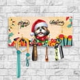 thumbnail image 2 of Merry Christmas Santa Shih Tzu Scarf Twinkling Lights Xmas Holiday Wood Key Holder Lion Dog Lover Gifts Wall-mounted Key Rack Home Decor - 00022, 2 of 5
