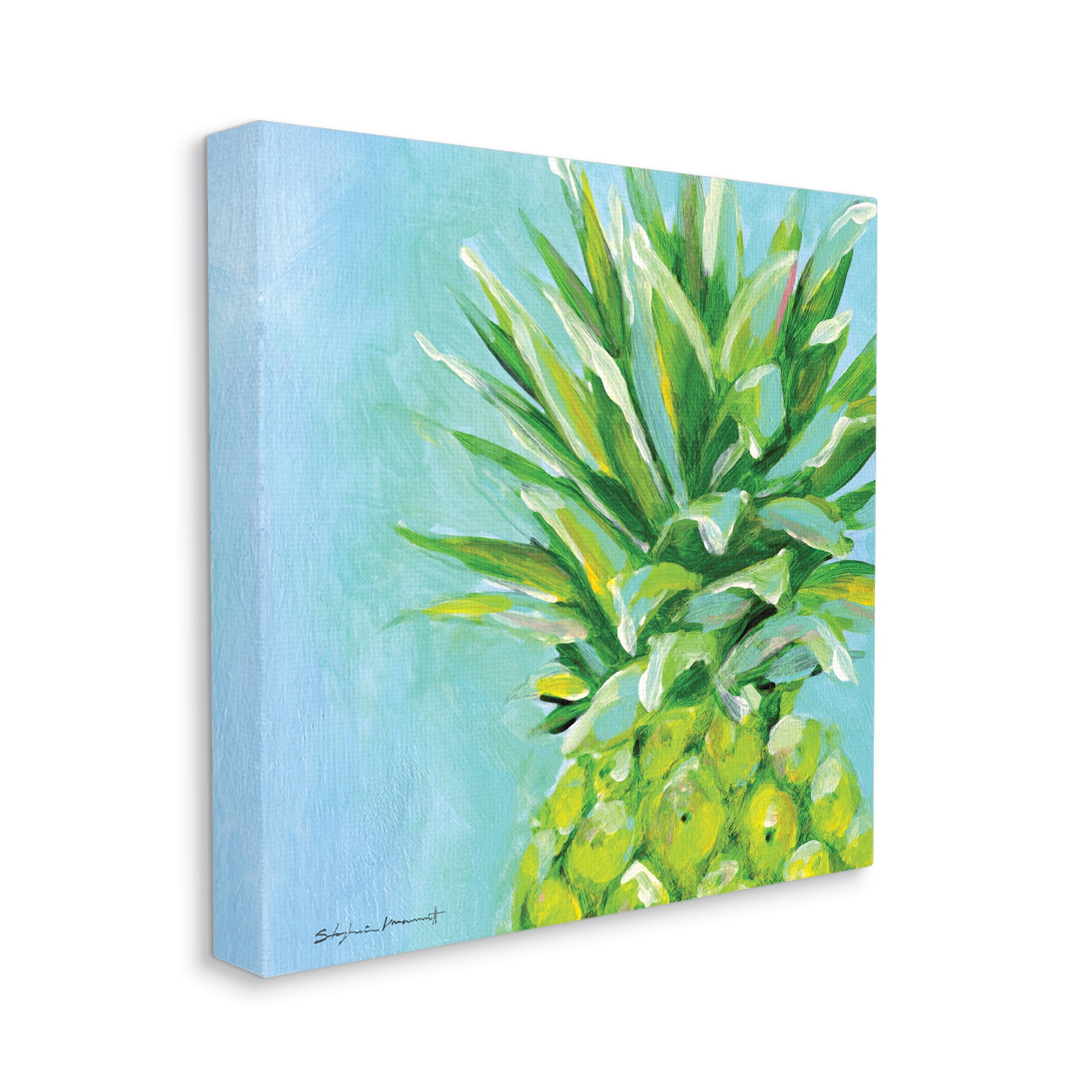 Stupell Tropical Blue Pineapple Fruit Food & Beverage Painting Gallery Wrapped Canvas Print Wall Art