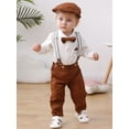 thumbnail image 6 of Baby Boy Clothes Suits Gentleman Outfit Dress Romper Beret Hat Suspender Pants Tie Wedding Set 3-24 Months, 6 of 14