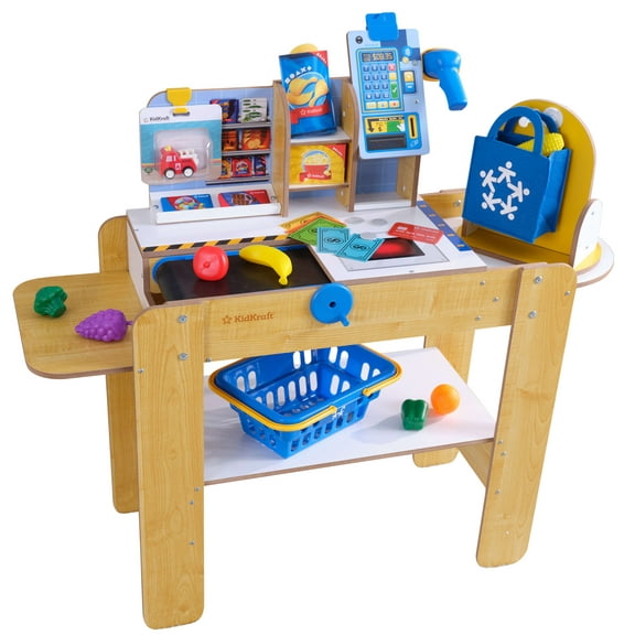 KidKraft Wooden Grocery Store Self-Checkout Center with 30 Accessories