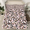 thumbnail image 2 of Feelyou Leopard Cheetah Print Twin Sheet Sets, Black Pink Twin Fitted Sheet, Modern Fashion Dots Flat Sheet, Lightweight Room Decor, 3 Pieces, 2 of 7
