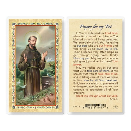 

Prayer for my Pet - St. Francis Gold-Stamped Laminated Catholic Prayer Holy Card with Prayer on Back Pack of 25