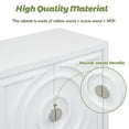 thumbnail image 4 of Sideboard Buffet Cabinet, 60" Retro Accent Circular Groove Cabinet with 4 Door & Round Metal Handle, Credenza Entryway Cabinet with Solid Wood Frame for Living Room, Dinning Room, White, 4 of 9
