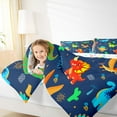 thumbnail image 4 of jejeloiu Colorful Dinosaur Dino Bedding Comforter Set,Cartoon Animal Twin Comforter Sets,Abstract Green Cactus Bedding Set For Boys,Ultra Soft Home Decor Reversible,2-Piece, 4 of 8