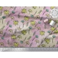 thumbnail image 2 of Soimoi Purple Japan Crepe Satin Fabric Maple Leaves & Artistic Floral Check Decor Fabric Printed Yard 42 Inch Wide, 2 of 3