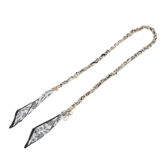 Unique Bargains 1 Pc Scarf Design Handbag Strap Black White Metal Fabric