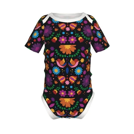 

Lukts Colorful Floral2 Print Baby Short Sleeve Romper Onesie for Newborn Baby Boys and Girls-9M