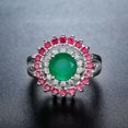 thumbnail image 3 of White Red Green Multi-color AAA Cz Hollow Flower Ring Women's 925 Silver Jewelry, 3 of 5