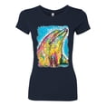 thumbnail image 2 of Wild Bobby Dean Russo Neon Colorfu Dolphin Animal Lover Women Slim Fit Junior Tee, Navy, X-Large, 2 of 5