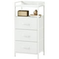 thumbnail image 1 of Eunos Small White Nightstand, 3 Vertical Fabric Drawer Dresser for Bedroom, Living Room, Hallway, 1 of 8