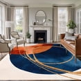 thumbnail image 2 of Navy Blue Burnt Orange Large Area Rugs for Bedroom Living Room, Soft Non Slip Carpet Bedside Rug, Boho Art Modern Geometric Rectangular Floor Cover Kitchen Accent Rug 5'x7' for Dining Room/Office, 2 of 9
