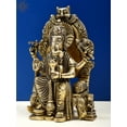 thumbnail image 2 of 6" Enthroned Ganesha Sculpture in Brass | Handmade Idols, 2 of 4
