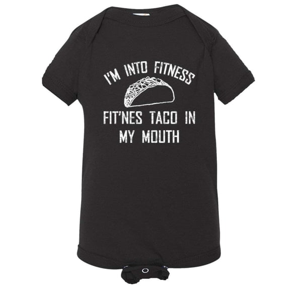 PleaseMeTees™ Baby Fitness Fit This Taco Into My Mouth Distressed Jumpsuit