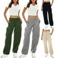 thumbnail image 6 of Douhoow Women Cargo Pants Solid Color Elastic Waist Baggy Trousers Joggers Sweatpants with Pockets, 6 of 6