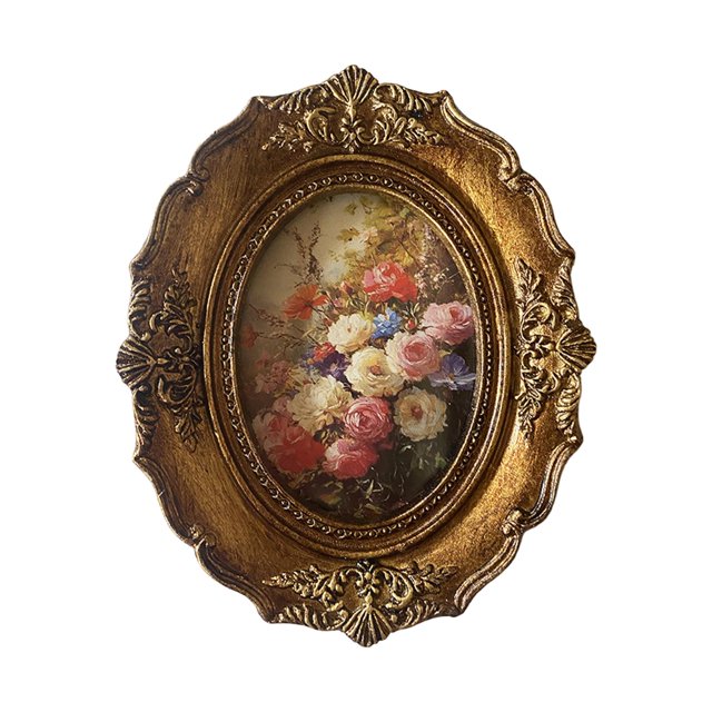 veasfak Vintage Photo Frame Picture Display Holder Elegant Oval Picture Frame for Living