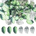thumbnail image 1 of Cuentas de hoja de vidrio Uxcell, 100 Pcs encantos de hoja de cristal, cuentas espaciadoras checas para hacer joyas de bricolaje, Negro/Verde Oscuro, 1 of 6