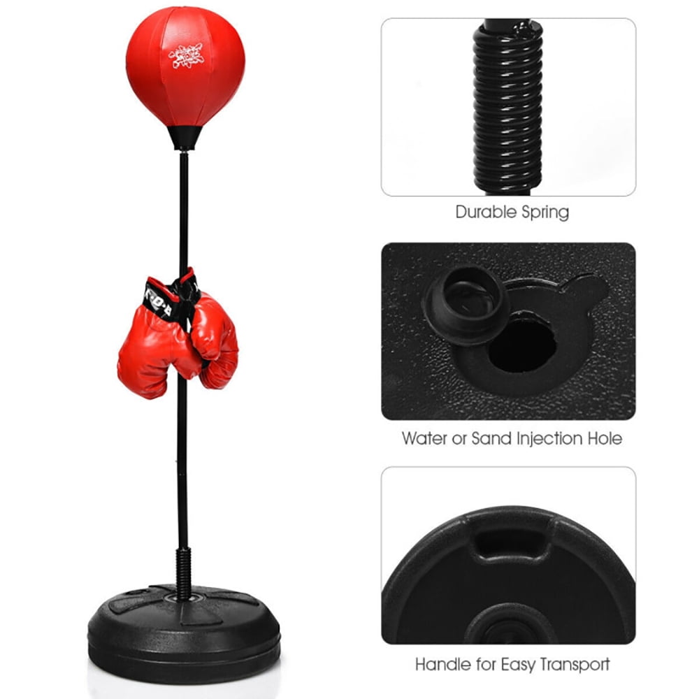 Spaco Adjustable Height Punching Bag with Stand Plus Boxing Gloves for Both Adults and Kids, Punching Bag with Stand Plus Boxing Gloves