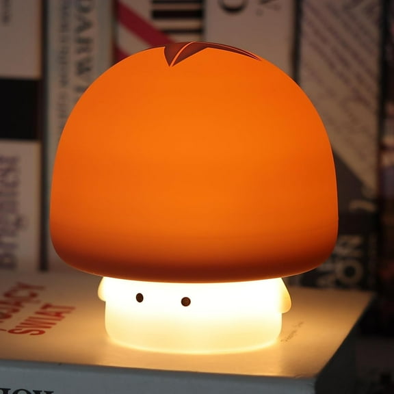 KOMI Mushroom Night Light, LED Cute Lamp, Silicone Squishy Lamp Rechargeable Nursery Nightlight with 3 Level Dimmable Bedside Touch Lamp for Bedroom Kids Room Decor