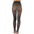thumbnail image 2 of ToBeInStyle Women's Cascading Heart Striped Fishnet Stirrup Footless Tights - Black, 2 of 6