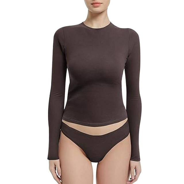 Tidyack , Ensemble de Blouse Décontractée Uni, Haut à Manches Longues à Col Rond pour Femme, Ensemble de Pyjama 2 Pcs, Matière Coton Douce, Tenue Quotidienne, Tenue de Bureau/voyage, Vêtement de Nuit Confortable, Vêtements de Maison Stylés